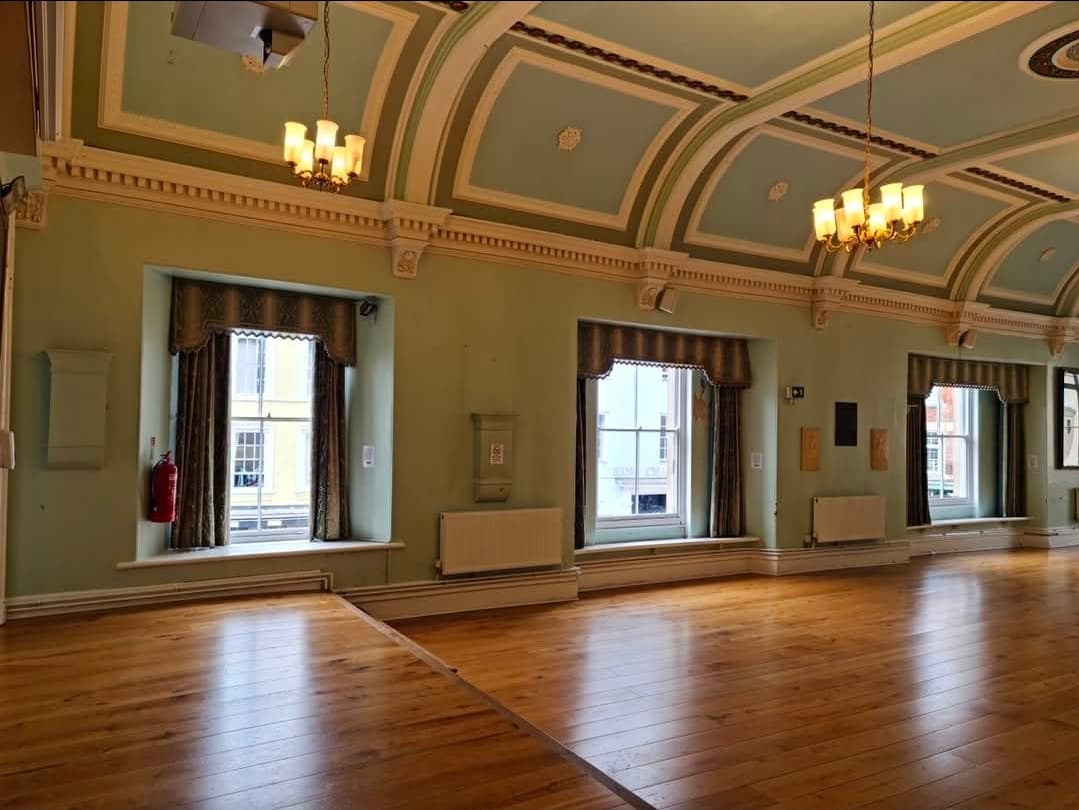 Tall windows and period detailing in the Main Hall